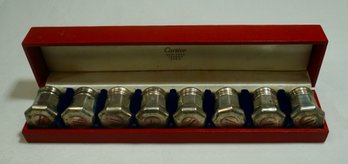 419- Set Of 8 Cartier Sterling Salts In Original Box - 1.97 Troy Oz