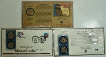 #48 Lot Of 3 50 State Quarters Massachusetts,sacagawea, Ratified Constitution Coins