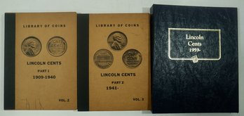 #49 Lot Of 3 Books 1909-1940, 1941- & 1950- Lincoln Pennies