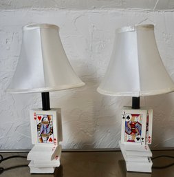 (Upper Level) Pair Of Playing Card Lamps 16'T