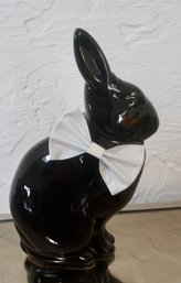 (Upper Level) Black Ceramic Rabbit By Enesco 8 'T