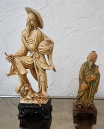 (Upper Level) Lot Of 2 Resin Scholar Statues 10' & 6'T