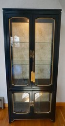 (Upper Level) Black & Gold Lacquer Lighted Display Case