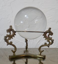 (Upper Level) Italian Paperweight/crystal Ball On Stand