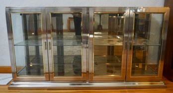 (Upper Level) Brushed Nickel Lighted Display Case Glass Shelves (heavy)