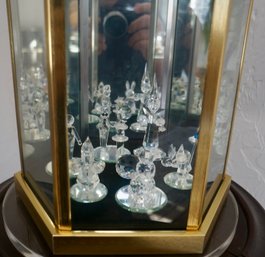 (Upper Level) Lot Of 8 Crystal Figurines & Brass & Glass Case *8 1/4/W X 11'T