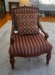 (Upper Level) Chris Madden Home Collection Carved Mahogany Arm Chair & Pillow