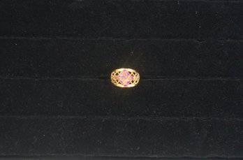 #24- 14k Size 8.5 Red Stone Ring - 4.2 G