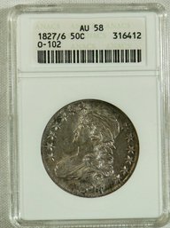 B22 1827/6 AU58 50 Cent Silver Coin