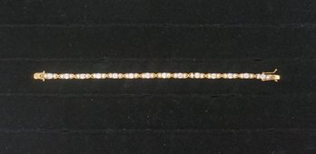 #56 Gold Wash Over Sterling & Rhinestone Bracelet Size 8'