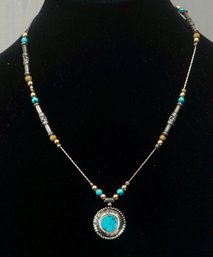 #64 Sterling & Turquoise Necklace 16'
