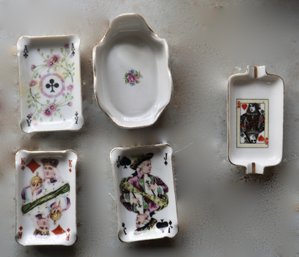 (Upper Level) Porcelain Cards Ashtray Set