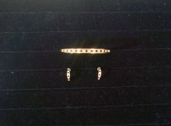 #104 Goldtone Black & White Rhinestone Earrings & Bracelet