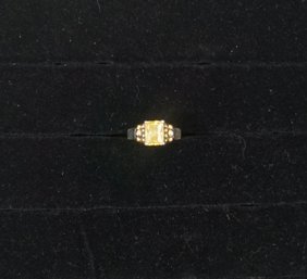 #112 Yellow Stone Fashion Ring Size 7 3/4
