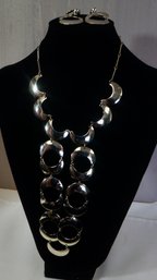 #122 Silvertone Fashion Necklace & Earrings