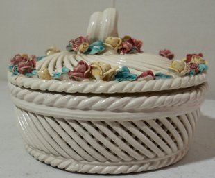 #210 Capodimonte Covered Dish W/ Ashtrays & Matches