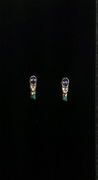 #14- 14k Three Stone Earrings- 3.4 G