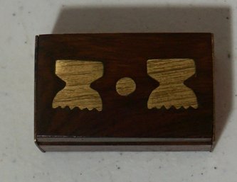 #223 Inlaid Rosewood & Brass Box W / Mini Dice