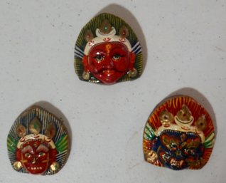 #225 Lot Of 3 Handmade In Nepal Masks