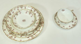 Seven Piece Pink Rose Limoges Place Setting
