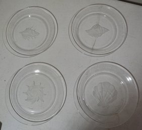 #230 Lot Of 4 Sea  Shells Etched On Plate Made In France