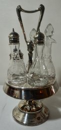 #240 Silver On Copper Cruet Set