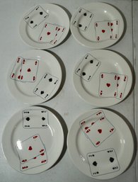 #241 Lot Of 6 Este Made For Tiffany Playing Cards Sandwich Plates