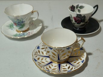 #246 Lot Of 3 Cups & Saucers Royal Albert & Ainsley