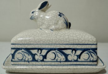 #247 Dedham Pottery Rabbit Butter Dish