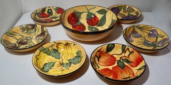 #249 Lot Of 7 Pasta Bowl Large Set