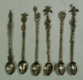 Lot Of 6 Silver Plate  Figural Iced Tea Spoons Signed Italy