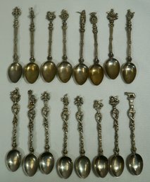 Lot Of 16 Silver Plate Demitasse Spoons Signed Italy