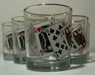 #263 Lot Of 6 KSA Gold Rim Playing Cards Rocks Glasses