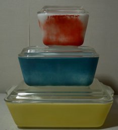 #265 Lot Of 3 Pyrex Covered Refrigerator Dishes