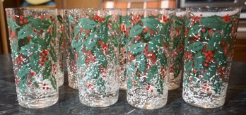 #275 Lot Of 8 Christmas Ice Tea Glasses