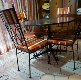 #276 Mid Century Wrought Iron Ice Cream Set W./ 4 Chairs