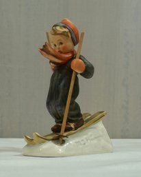 Vintage 1950-1970s Hummel Boy Skier Figurine #59 W Germany Wood Poles- 5.15'