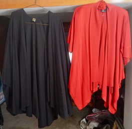 #309 Black & Red Open Front Cape/Sweater