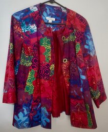 #310 Coldwater Creek Fuschia/Purple Multi Color Jacket Size 18