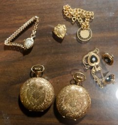 #332 Lot Of 8 Gold Filled Watch Cases & Pendants