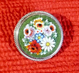 #338 Micro Mosaic Round Brooch - Italy