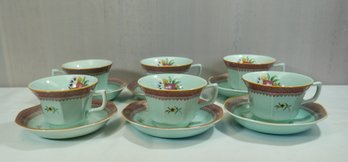 Lot Of 6  Adams Calyx Ware Lowestoft Cup And Saucers
