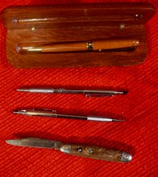 #349 Lot Of 4 Pens & Knife