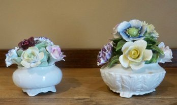 Upper Pair Of Floral Decorative Royal Doulton /radner Figurines