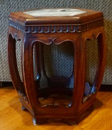 Upper Carved Marble Top Plant Stand  17T X 12 1/2W