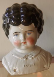 #1 Hertwig German Porcelain Doll Head 'Esther' (Frozen Charlotte) 6'