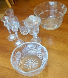 DR Glass Lot Of 7 Including Signed Bowl