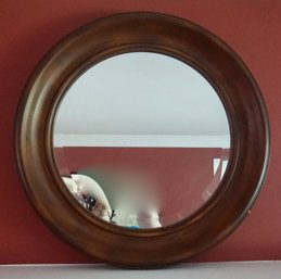 DR Round Hanging Mirror Walnut Frame 27 1/2W