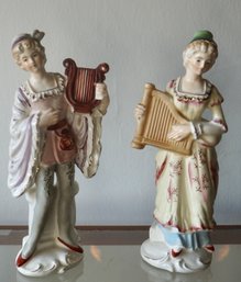 #14 Pair Of Asian Porcelain Figurines 8 1/4'T