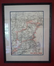 LR Framed Map 1912 Of New England /Automobile Tour Map
